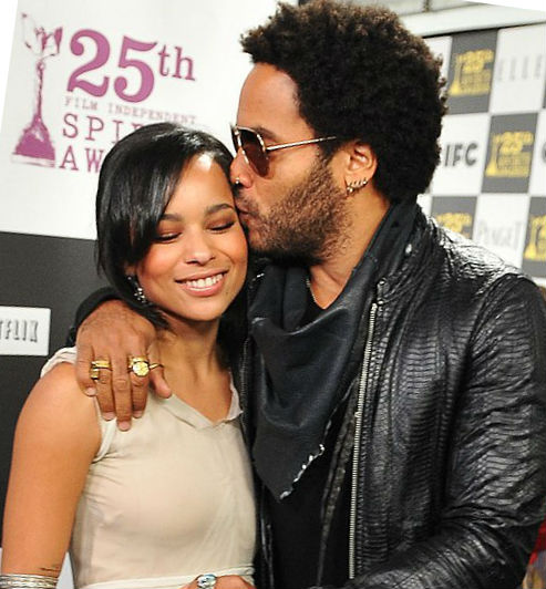 Zoe Kravitz with her biological father Lenny Kravitz